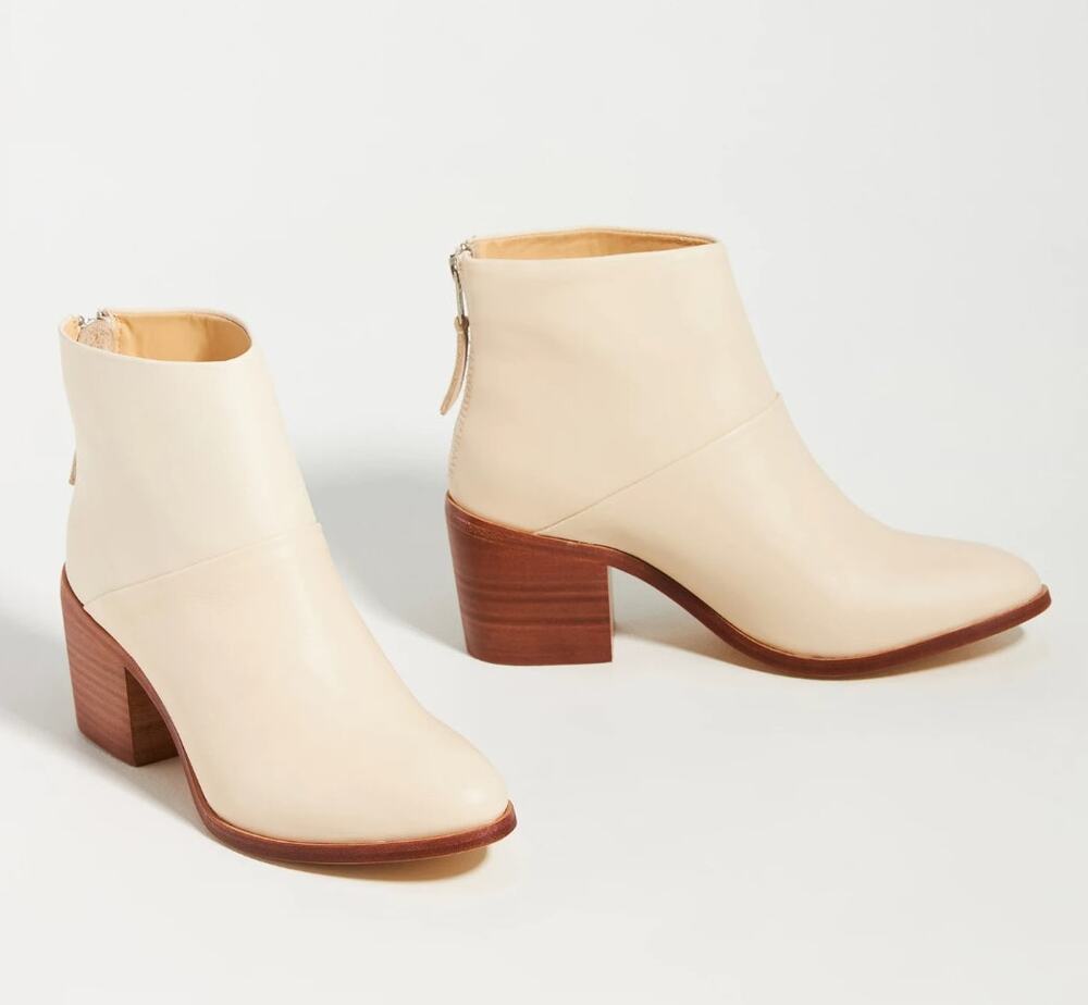 Nisolo Dari Heeled Boots Bone Ivory Leather Size 9/9.5 NIB Versatile Comfort